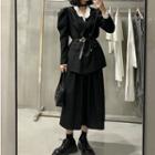 Plain Balloon-sleeve Blazer