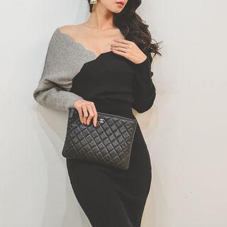 Two-tone Knit Bodycon Dress