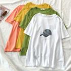 Short-sleeve Cap Print T-shirt