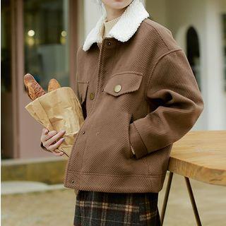 Corduroy Buttoned Jacket Coffee - One Size