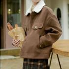 Corduroy Buttoned Jacket Coffee - One Size