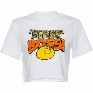 Short-sleeve Cropped Smiley Face T-shirt