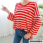 Plus Size 3/4-sleeve Stripe T-shirt