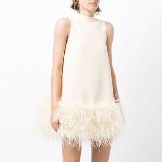 Sleeveless Fringed Hem Mini Smock Dress