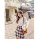 Metallic-button Banded-cuff Blouse