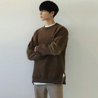 Elbow-patch Boxy-fit Brushed-fleece Pullover