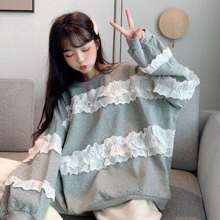 Lace Accent Long-sleeve Sweatshirt