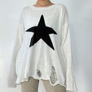 Distressed Star Sweater