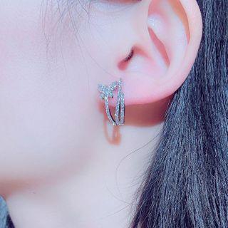 Rhinestone Butterfly Half-hoop Earring