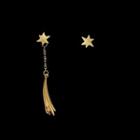 Star Tassel Asymmetrical Dangle Earring 1 Pair - Gold - One Size