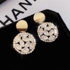Rhinestone Round Drop Earring 1 Pair - As Shown In Figure - One Size