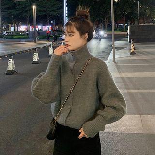Turtleneck Button Knitted Cardigan