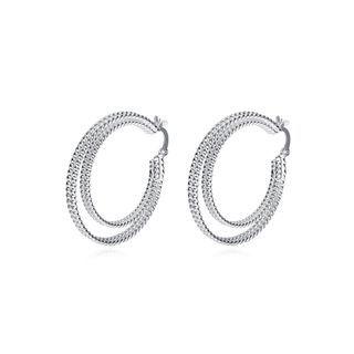 Fashion Simple Geometric Round Earrings Silver - One Size
