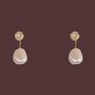 Rhinestone Faux Pearl Drop Earring 1 Pair - Drop Earring - S925silver - Gold & White - One Size
