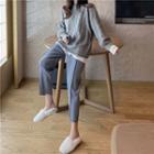 Chunky Knit Sweater / Crop Straight-cut Pants