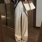 Drawstring Wide Leg Pants Milky White - One Size