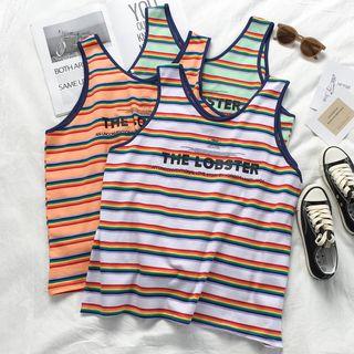 Striped Lettering Tank Top