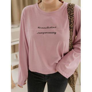 Letter-printed Seam-trim T-shirt