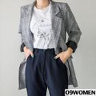 Tall Size Double-breasted Plaid Blazer
