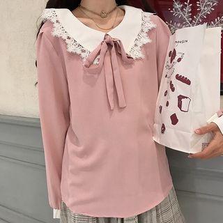 Lace Trim Long-sleeve Sweatshirt