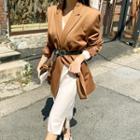 Peaked-lapel Metal-button Boxy Jacket