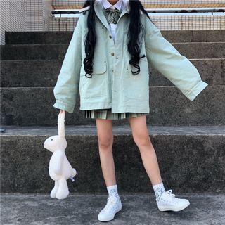 Single-breasted Cargo Jacket Mint Green - One Size