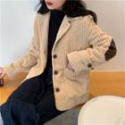 Elbow Patch Corduroy Blazer As Shown In Figure - One Size