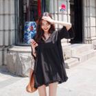 V-neck Empire-waist Mini Dress
