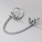 925 Sterling Silver Bow Chain Earring 1 Pair - Silver - One Size