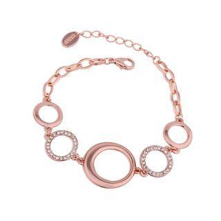 Elegant Plated Rose Gold Circle Bracelet With Austrian Element Crystal Rose Gold - One Size
