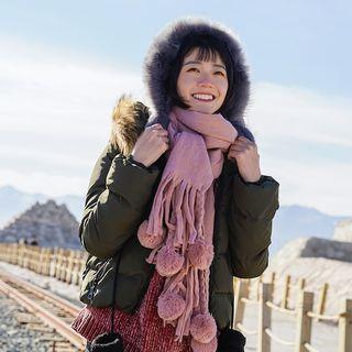 Fringed Bobble Neck Scarf