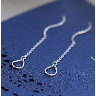 925 Sterling Silver Hollow Droplet Chain Earring