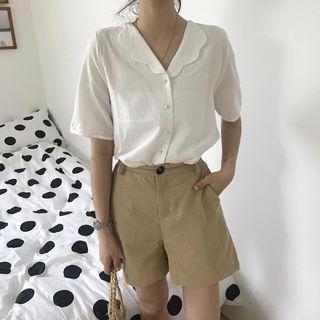 Scallop Trim Short-sleeve Shirt