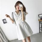Notched-lapel Linen Blend Mini Dress
