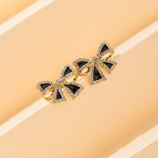 Rhinestone Bow Stud Earring 1 Pair - Stud Earring - Black - One Size