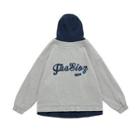 Lettering Mock Two-piece Zip Hoodie