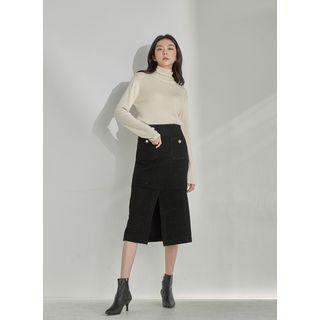 High-neck Woolen Knit Top