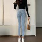 High-waist Lace Up Skinny Jeans
