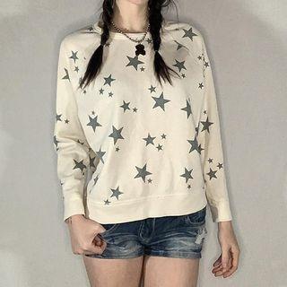 Long Sleeve Star Print Loose-fit Pullover