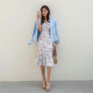 Floral Midi Mermaid Dress & Sash