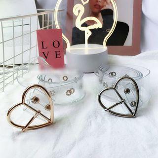 Transparent Heart Buckled Belt