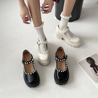 Platform Beaded Mary Jane Shoes