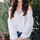Balloon-sleeve Off-shoulder Blouse