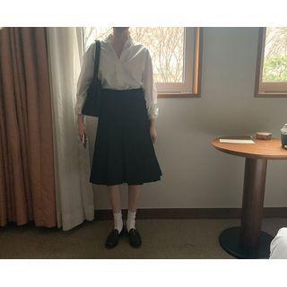 Zip-fly Pleated Midi Skirt
