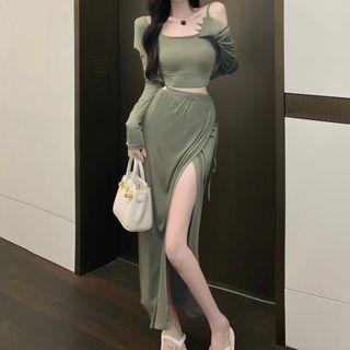Set: Cardigan + Camisole + Maxi Skirt