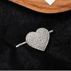 Rhinestone Heart Hair Clip 1 Pr - Silver - One Size