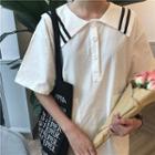 Contrast Trim Short Sleeve Sailor Collar Dress