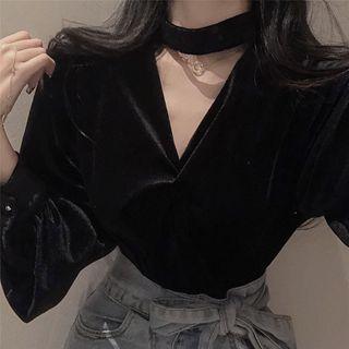 Choker Velvet Blouse