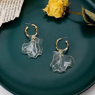 Clear Flower Open Hoop Earring E2936 - As Shown In Figure - One Size