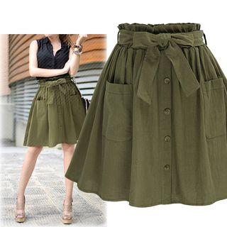 Bow Linen Cotton Skirt